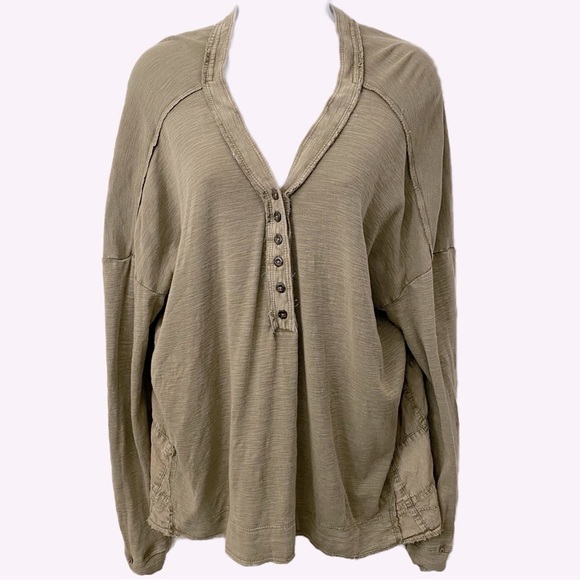 Pilcro Tops - Anthropologie Pilcro, Henley Style Button Front Tiered Back Top Blouse